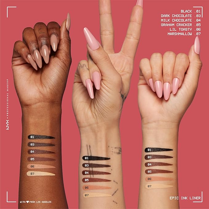 NYX PROFESSIONAL MAKEUP エピックインクライナー、ウォータープルーフリキッドアイライナー、ヴィーガンフォーミュラ - マシュマロ (クリームマット)