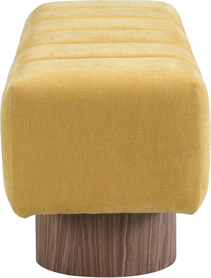 Christopher Knight Home Manila 50" Chenille Fabric Dining Bench for 2 People, Upholstery Ottoman Bench, End of Bed Footstool, Living Room Sofa Extra Seat/Footrest, No Assembly Needed, Mustard Yellow