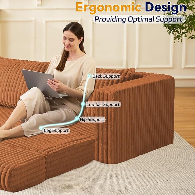 HABUTWAY 78" Loveseat Boneless Couch, 4-in-1 Convertible Sofa Bed, Plush Fur Folding Futon Sofa Bed Couches with 2 Pillows for Living Room, High-Density Foam Support, No Assembly Required, Orange