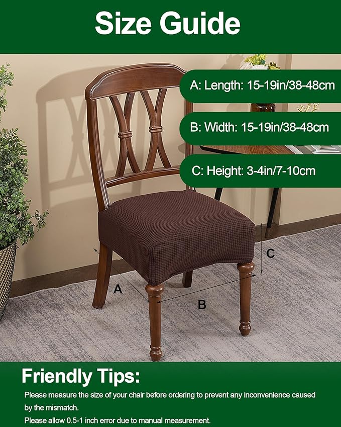 CRFATOP Jacquard Dining Room Chairs Seat Covers Set of 4 with Soft Bench Chair Cover Stretch Kitchen Chair Slipcover Washable Seat Cushion Slipcover Protector for Hotel Ceremony Banquet Wedding,B16