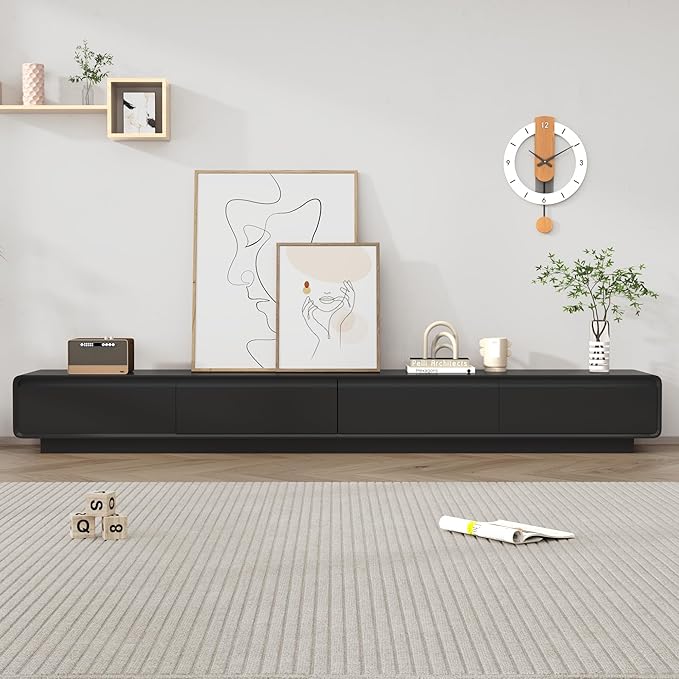 chartustriable 94.5" Minimalist Floating TV Stand for TVs up to 100 Inches, Modern Wall Mounted Media Console with 2 Drawers, Entertainment Center for Living Room, Black