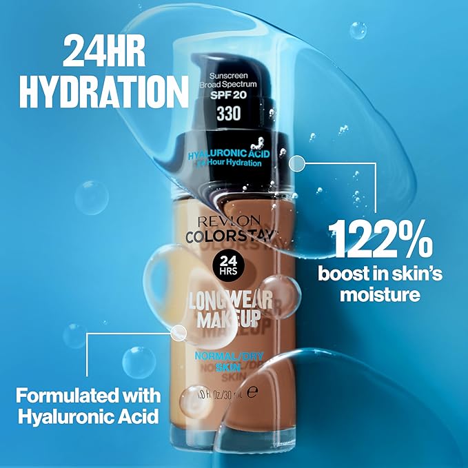 Revlon Liquid Foundation, ColorStay Face Makeup for Normal & Dry Skin, SPF 20, Longwear Medium-Full Coverage with Natural Finish, 392 Sun Beige, 1 Fl Oz