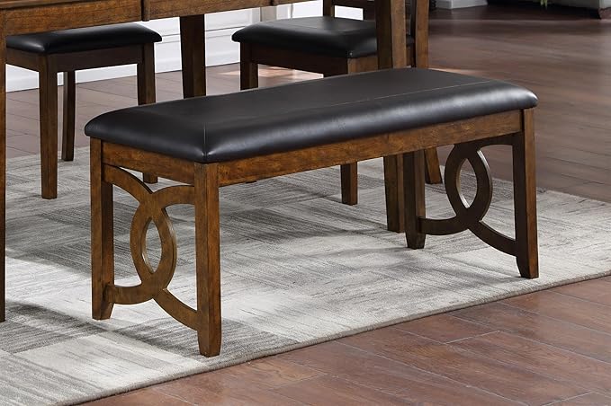 New Classic Furniture Gia Upholstered Dining Bench, Warm Brown Finish
