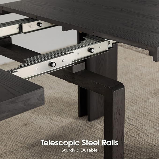 Transformer Table - Solid Wood Extendable Dining Table, Seats 2-12, Expandable Dining Room Table, Space-Saving Furniture, Kitchen and Dining Room Furniture (Black, Table + 2 Benches)