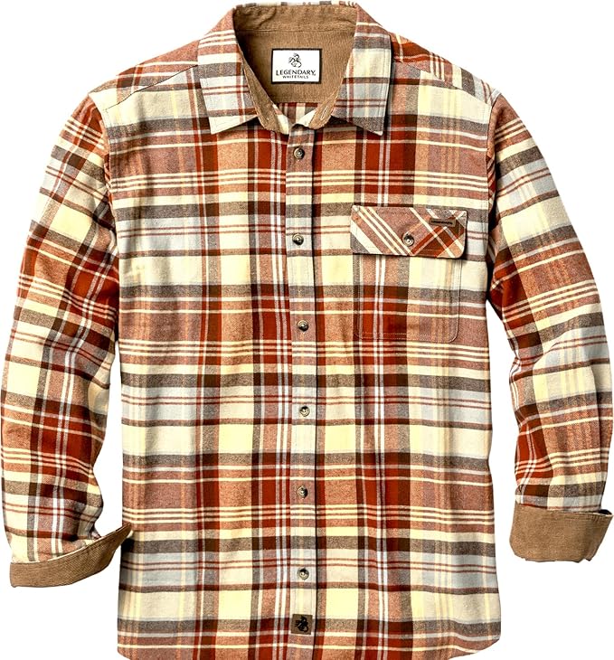 Legendary Whitetails Mens Long Sleeve Button Down 100% Cotton Flannel Shirt