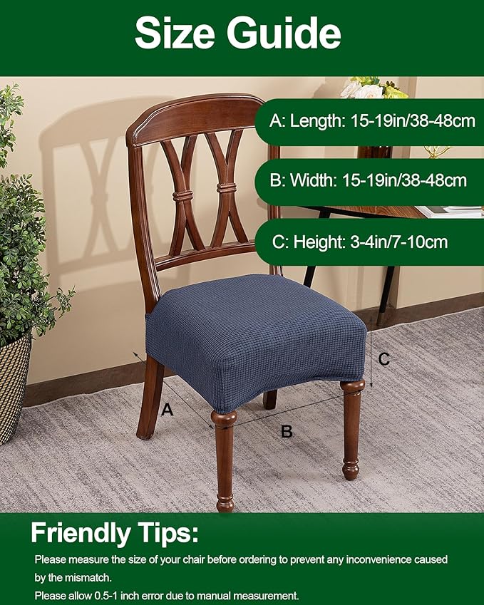 CRFATOP Jacquard Dining Room Chairs Seat Covers Set of 4 with Soft Bench Chair Cover Stretch Kitchen Chair Slipcover Washable Seat Cushion Slipcover Protector for Hotel Ceremony Banquet Wedding,B13