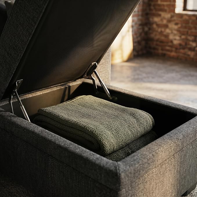 Convertible Sofa Bed, L Shape Sleeper Sofa with Reversible Storage Chaise, Tufted Fabric Sectional Sleeper Sofa with Pull Out Bed for Small Space, Living Room, Apartment, Charcoal Black