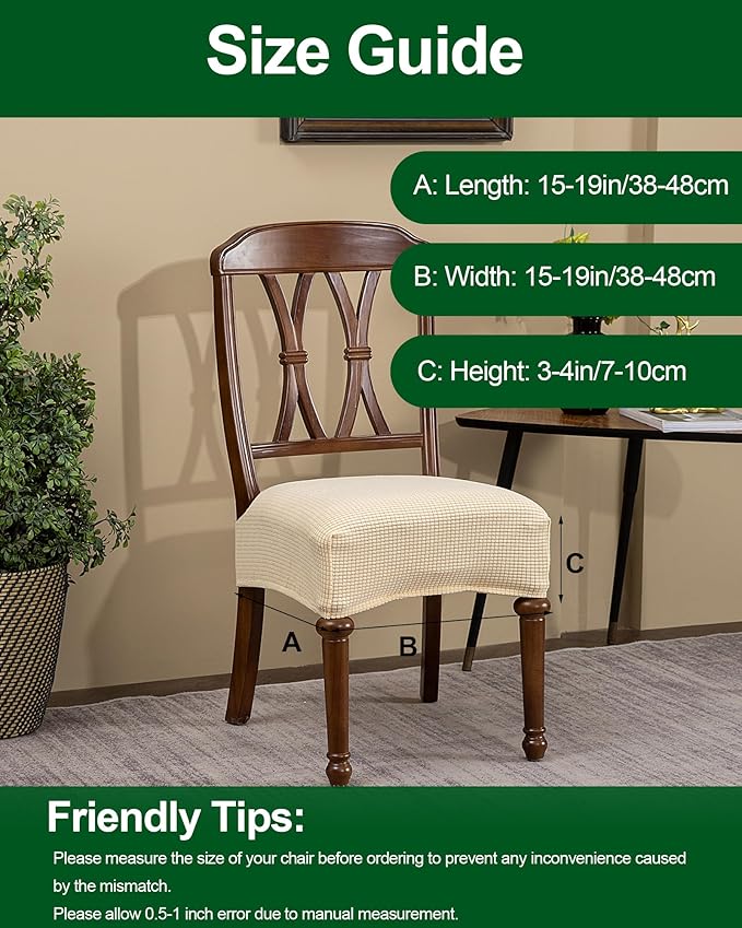 CRFATOP Jacquard Dining Room Chairs Seat Covers Set of 4 with Soft Bench Chair Cover Stretch Kitchen Chair Slipcover Washable Seat Cushion Slipcover Protector for Hotel Ceremony Banquet Wedding,B12