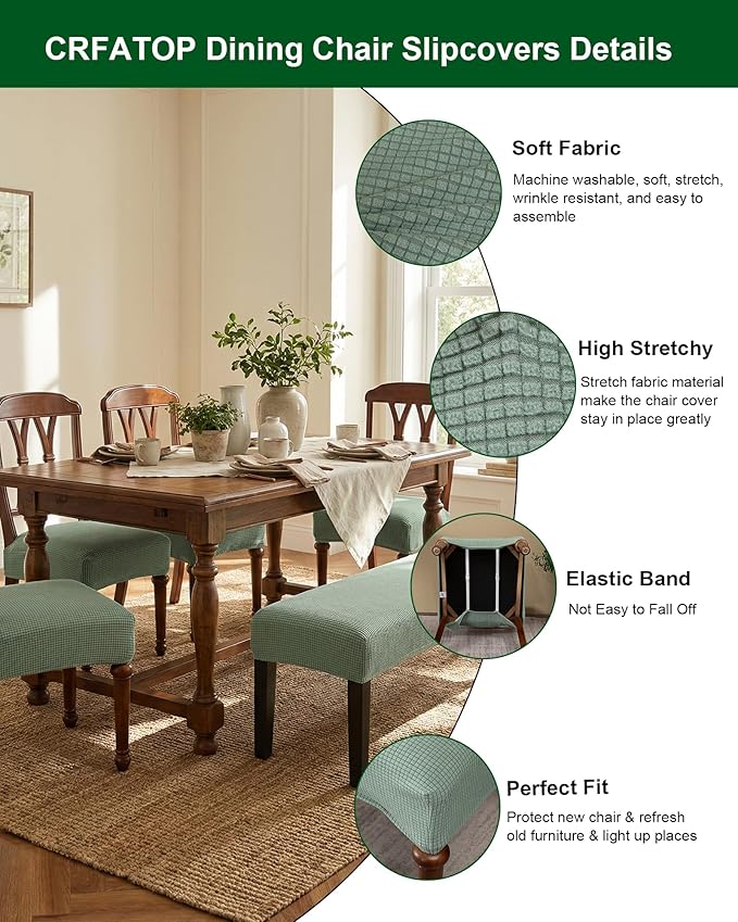 CRFATOP Jacquard Dining Room Chairs Seat Covers Set of 4 with Soft Bench Chair Cover Stretch Kitchen Chair Slipcover Washable Seat Cushion Slipcover Protector for Hotel Ceremony Banquet Wedding,B17