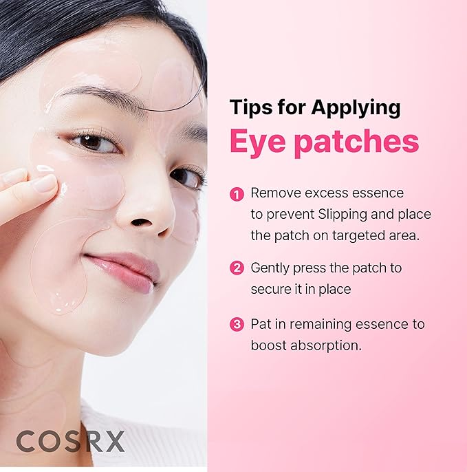 COSRX Pink Peptides Collagen Hydrogel Eye Patch for Puffy Eyes, Dark Circles & Fine Lines, Cooling Under Eye Patches (60), Korean Skin Care