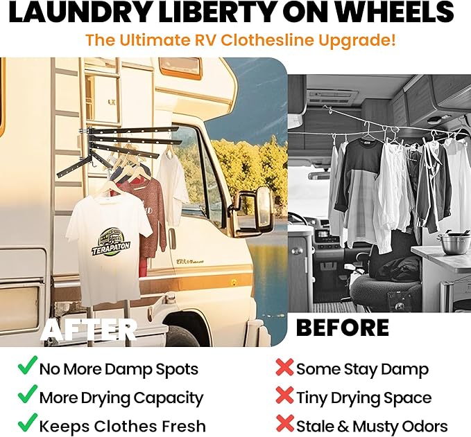 5 Swivel Arms RV Clothes Drying Rack, 26.5-inch Width Ladder Mounted Clothes Drying Rack, All Metal, Foldable Design, RV Must Have for MotorHomes, Fifth Wheels, Trailers | All Metal 5 Swivel Arms
