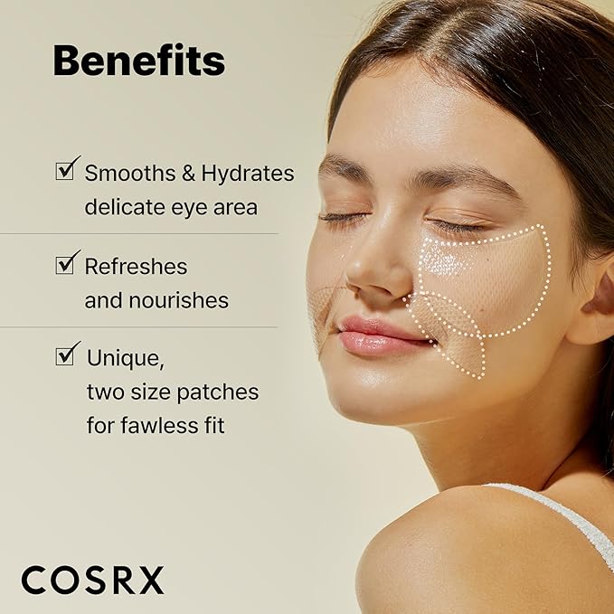 COSRX Advanced Snail Hydrogel Eye Patch (60pc), Gel Serum Mask, Puffy Under Eye Treament, Fine Lines, Refresh, Hydrate, Korean Skin Care