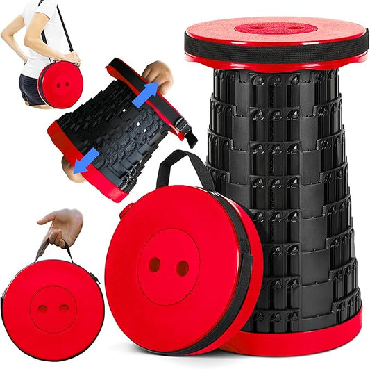 Collapsible Stool Max 620lbs Weight, Pack of 1, Lightweight & Portable Telescopic Stool for Adults, Adjustable Height Retractable Folding Seat or Footrest for Camping Hiking Travel