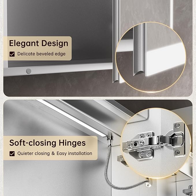 60"x32" Medicine Cabinet Mirror, LED Lighted Medicine Cabinet with Electrical Outlet＆USB, Anti-Fog, 3 Colors Temperature Stepless Dimmable, Aluminum Cabinet for Storage and Mordern Decor