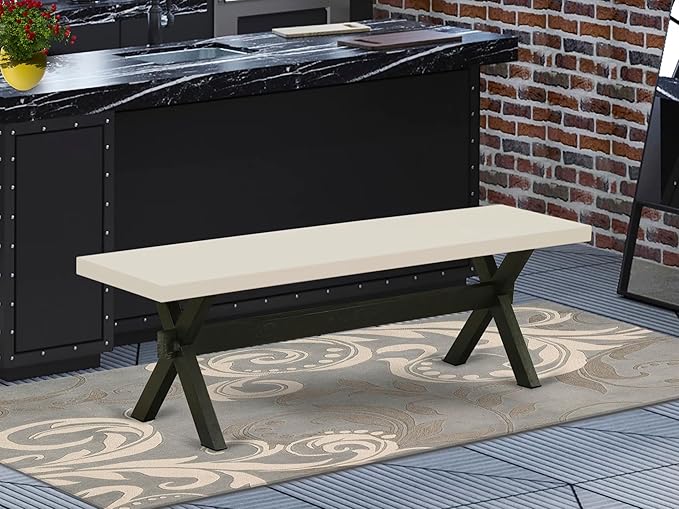East West Furniture XB626 X-Style Modern Dining Table Bench with Wood Seat, 60x15x18 Inch, Multi-Color