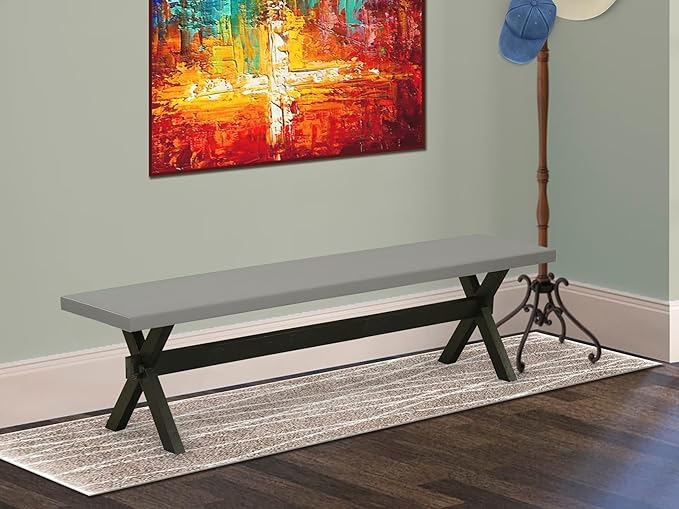 East West Furniture XB697 X-Style Modern Kitchen Bench with Wood Seat, 72x15x18 Inch, Multi-Color