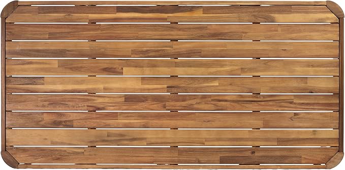 Christopher Knight Home Outdoor Dining Table Set with Bench, 70" Acacia Wood Patio Table and 57" Bench, Teak Finish Slatted Garden Furniture for Deck Backyard Seating