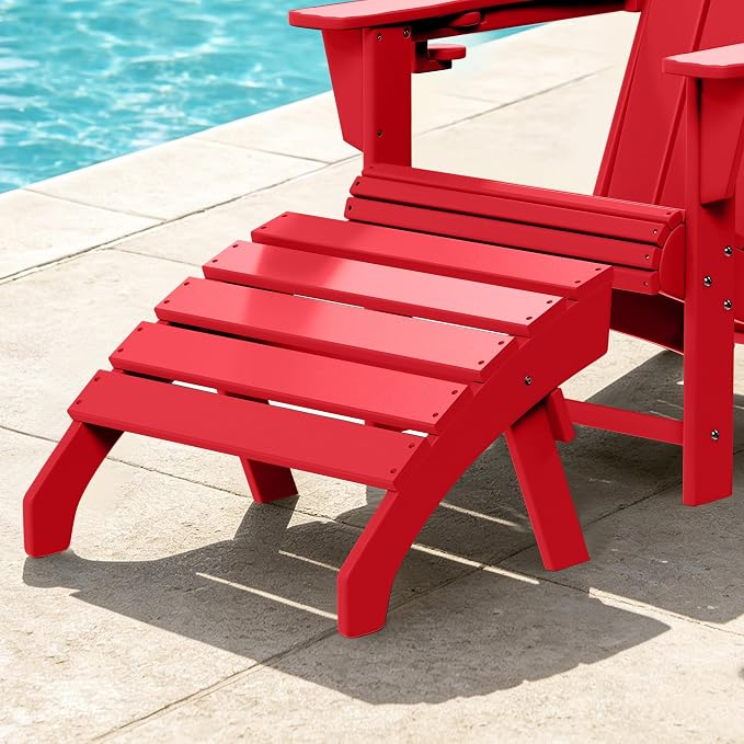 Costaelm Adirondack Chair Footrest, Patio Footstool, Ottoman Outdoor Foot Rest for Patio Waterproof, Adirondack Ottoman Patio Footstool, Red