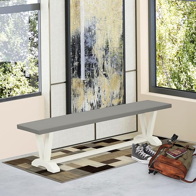 East West Furniture VB097 V-Style Dining Table Bench with Wooden Seat, 72x15x18 Inch, Multi-Color