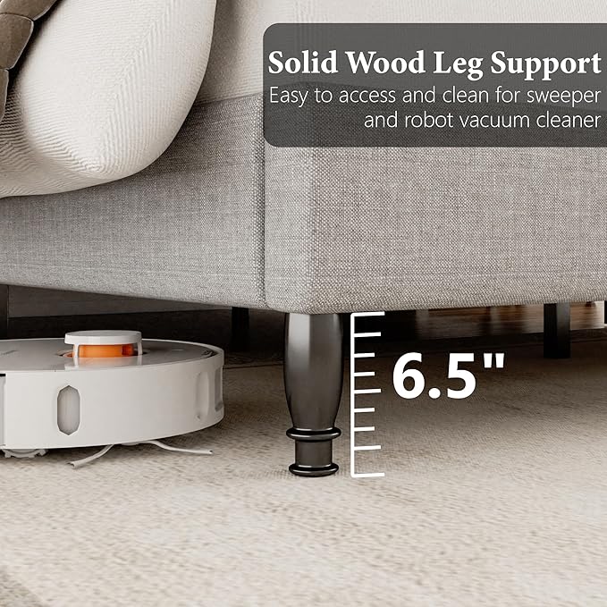 King Bed Frame with Headboard, Upholstered Platform Bed with Tall Wingback Headboard, Sturdy Wood Slats Support, Easy Assembly, No Box Spring Needed, Modern Style for Bedroom, Beige