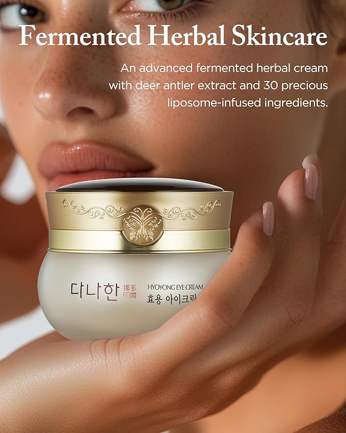 Danahan Hyoyong Fermented Hanbang Eye Cream - Anti-Aging Treatment for Fine Lines Dark Circles – 30+ Botanicals, Gentle Non-Greasy | Double Size 1.01 oz