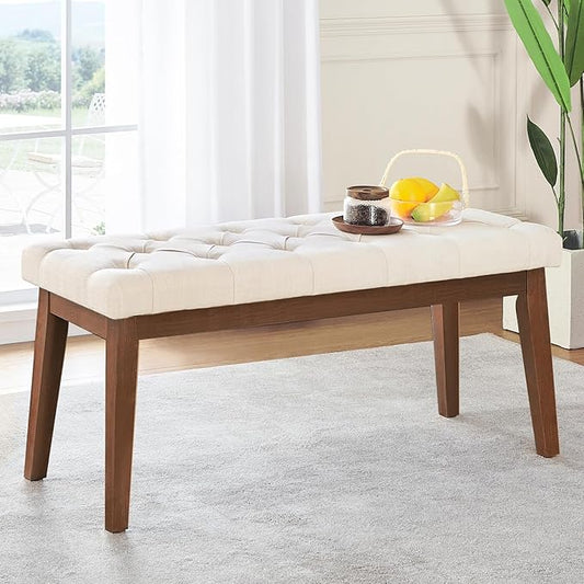 kinmars Upholstered Bench for Bedroom End of Bed,42.5-inch Entryway Bench for Living Room,Dining Bench with Padded Seat and Solid Wood Leg for Kitchen Bedroom,Indoor and Hallway