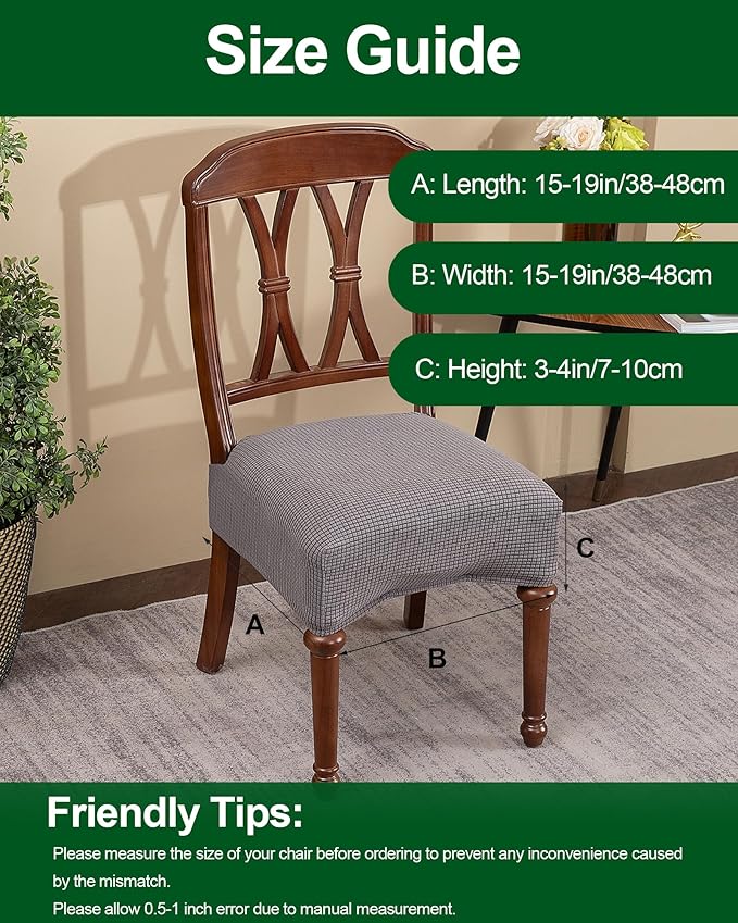 CRFATOP Jacquard Dining Room Chairs Seat Covers Set of 4 with Soft Bench Chair Cover Stretch Kitchen Chair Slipcover Washable Seat Cushion Slipcover Protector for Hotel Ceremony Banquet Wedding,B14