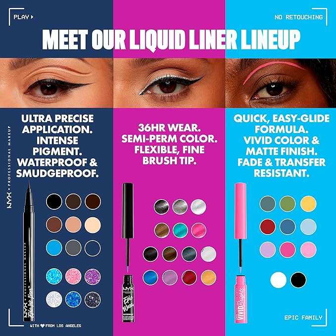NYX PROFESSIONAL MAKEUP エピックインクライナー、ウォータープルーフ マットリキッドアイライナー (ヴィーガン処方) - ストーンウォッシュ (グレー)