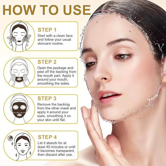 Snail Mucin Glass Glow Hydrogel Mask, Collagen Face Masks Skincare, Collagen Night Wrapping Mask, Korean Facial Masks Skin Care (4 PCS)