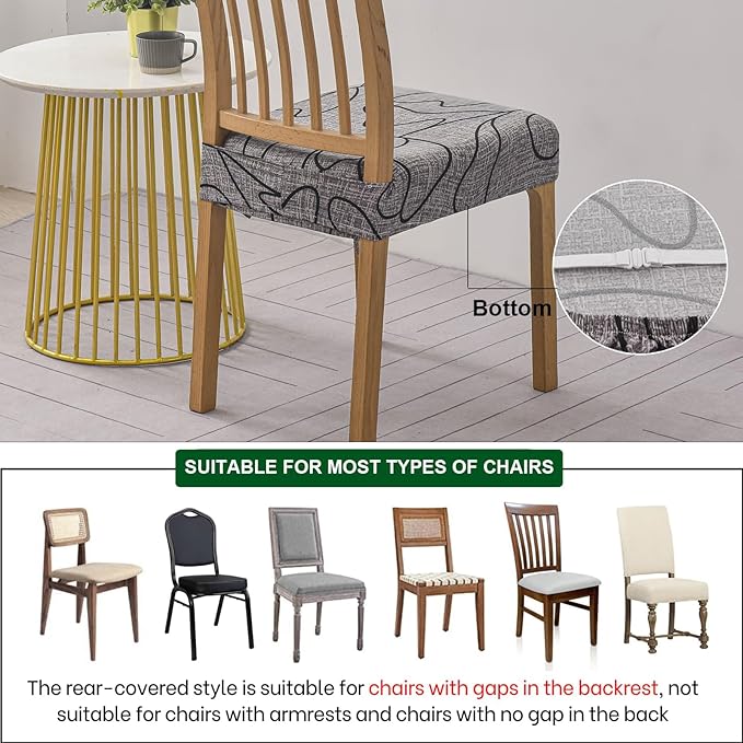 CRFATOP Printed Dining Room Chairs Seat Covers Set of 4 with Soft Bench Chair Cover Stretch Kitchen Chair Slipcover Washable Seat Cushion Slipcover Protector for Hotel Ceremony Banquet Wedding, 10