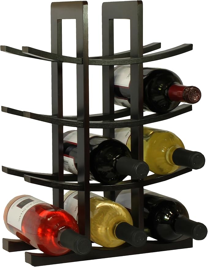 Oceanstar WR1132 12-Bottle Bamboo Wine Rack, Dark Espresso