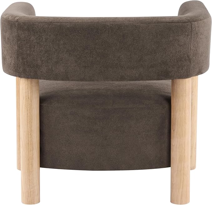 Christopher Knight Home Carly Low Profile Accent Chair, Boucle Upholstered Barrel Chair, Comfy Reading Chair for Bedroom, Wooden Single Lounge Sofa, Dark Brown
