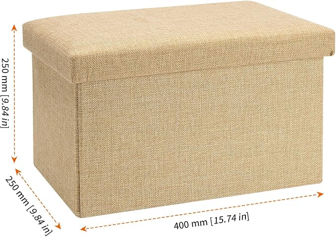 HOZEON 3 Pack 15.7 x 9.8 x 9.9 Inches Folding Storage Ottoman, Khaki Rectangle Footrest Seat, Multifunctional Foot Stool for Living Room, Office, Traveling, Fishing, Camping