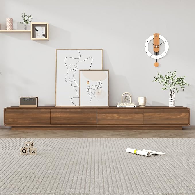 chartustriable 94.5" Minimalist Floating TV Stand for TVs up to 100 Inches, Modern Wall Mounted Media Console with 2 Drawers, Entertainment Center for Living Room, Brown