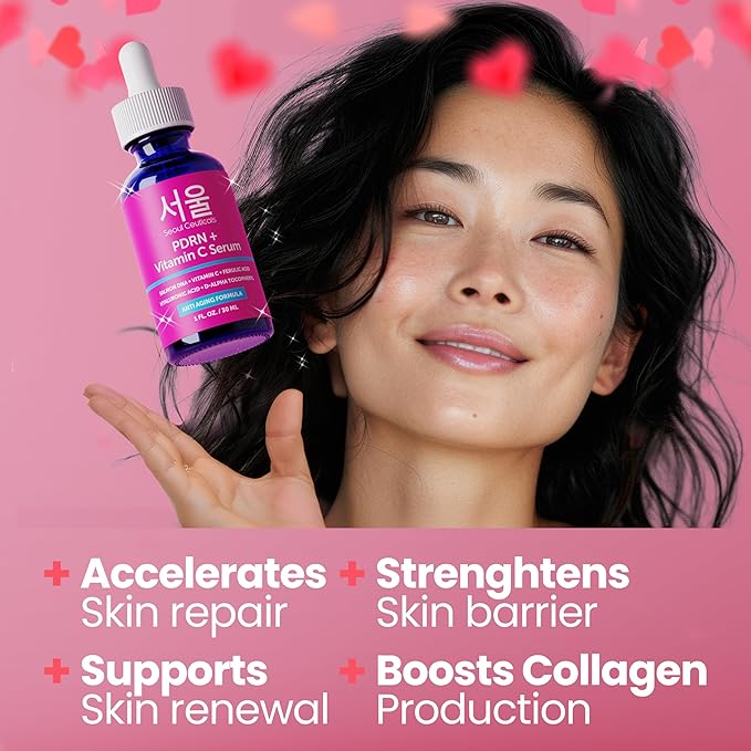 SeoulCeuticals PDRN Serum Salmon DNA Vitamin C Serum – Korean Skincare Anti Aging PDNR Skin Repair Booster – K Beauty PDRM Skin Care for Face 1oz