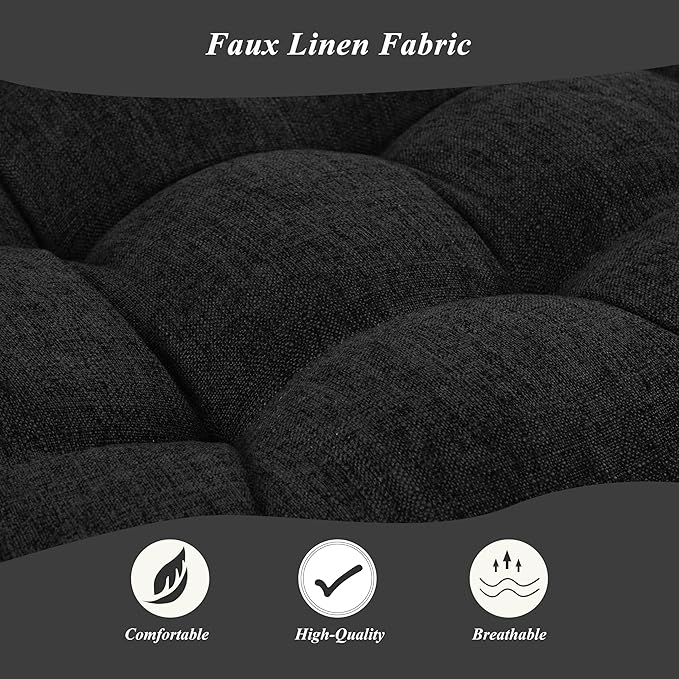 Bench Cushion for Indoor Furniture 48x19 inch Rectangle Bench Seat Cushion for Bay Window Entryway Bench Thick Textured Chair Cushion with Non-Slip Backing 1 Pack, Black