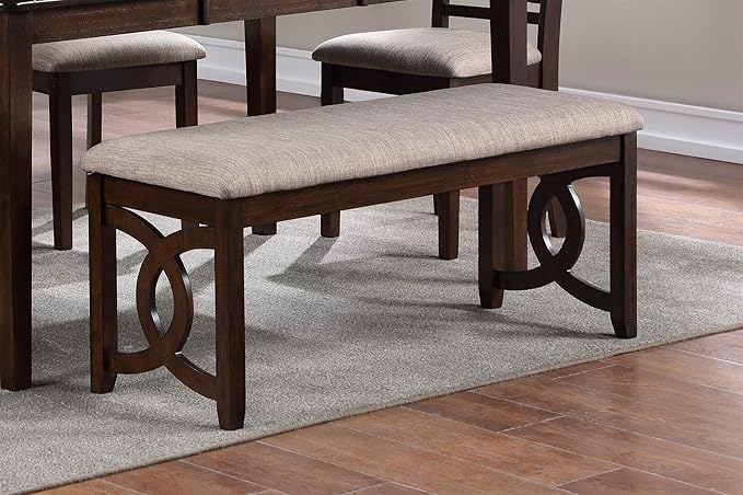 New Classic Furniture Gia Upholstered Dining Bench, Cherry Brown