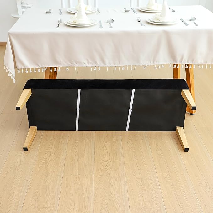 FORCHEER Black Velvet Dining Chair Covers with Bench Slipcover for Dining Room Stretch Dining Table Chair Covers 4 and A Bench Cover Removable Washable