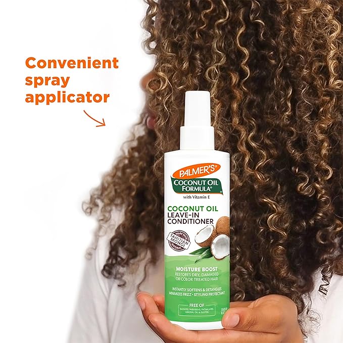Palmer's Coconut Oil Formula Moisture Boost Leave-In Conditioner Spray, Instantly Detangle, Hydrate and Strengthen Textured and Curly Hair, 8.5 Ounce