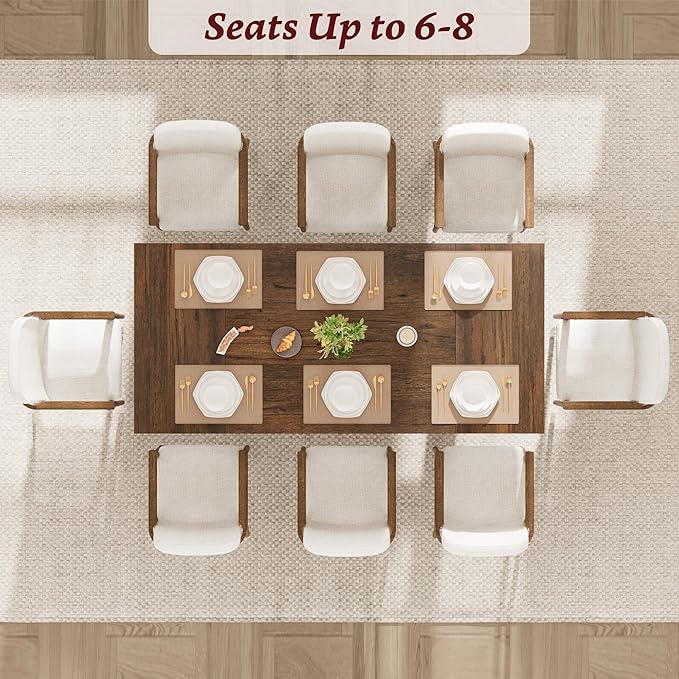 Garvee 71" Large Dining Table for 6 to 8 People, Modern Dinner Table with Unique Wooden Legs, Rectangle Dining Table for Kitchen, Dining Room & Living Room, Walnut