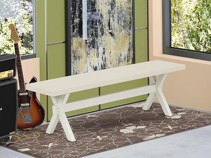 East West Furniture XB026 X-Style Modern Dining Room Bench with Wood Seat, 60x15x18 Inch, Multi-Color