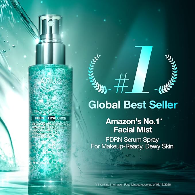 ANUA PDRN Collagen Glow Facial Serum Spray, Hydrating Face Mist, Hyaluronic Acid, dewy glass finish, All Skin Types, Instant Plumping Hydration, Firming Care, Korean Skincare, 3.38 fl oz (Pack of 2)