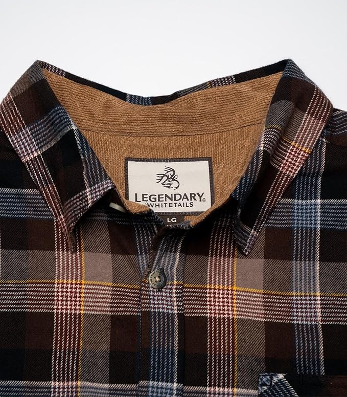 Legendary Whitetails Mens Long Sleeve Button Down 100% Cotton Flannel Shirt
