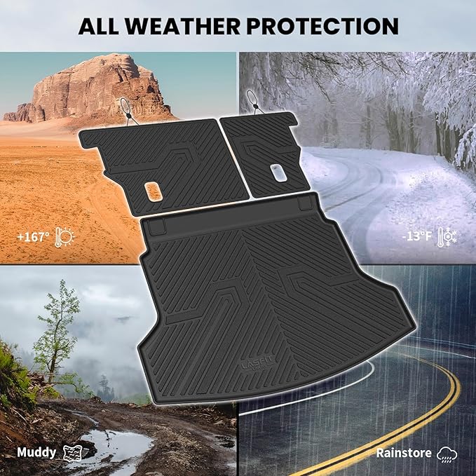 LASFIT Cargo Mat with Backrest Mat for Honda CRV 2012-2016, Custom Fit Trunk Mat, Waterproof All Weather, Kid & Pet Friendly, Easy Clean for Family Use, Black