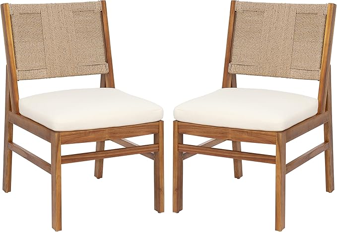 Christopher Knight Home Outdoor Dining Set 6 Piece, 67.5 Inch Terrazzo Concrete Table with 4 Acacia Wood Wicker Chairs and 60 Inch Bench, Patio Dining Set with Cream Cushions for Garden Deck Backyard
