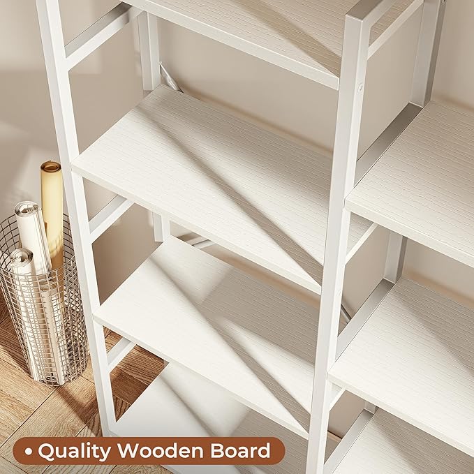 SUPERJARE Triple Bookshelf, Bookcase with 11 Open Display Shelves, Wide Book Shelf Book Case for Home & Office, 4 Tier, White