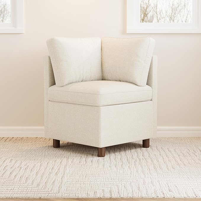 SITJOY Breakfast Nook Bench with Storage, Modular Corner Kitchen Banquette Seating, Dining Settee Couch, Upholstered Dining Bench with Back, Soft-to-Touch Fabric in Beige, Corner Seat