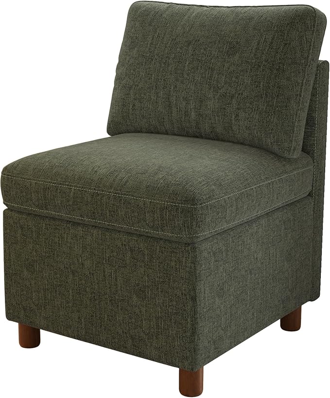 SITJOY Breakfast Nook Bench with Storage, Modular Corner Kitchen Banquette Seating, Dining Settee Couch, Upholstered Dining Bench with Back, Soft-to-Touch Fabric in Green, Single Chair
