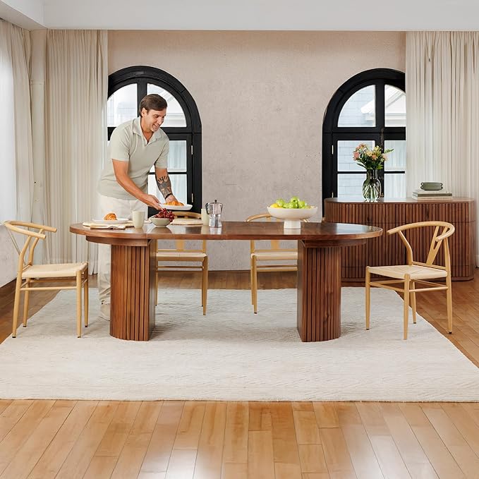 Transformer Table - Solid Wood Extendable Round Dining Table Set, Expandable Dining Table, Elegant and Functional Design, Perfect for Dining Room, Royal Brown (Table Only)