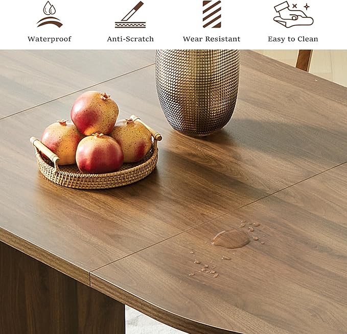 weselon 70.8" Oval Dining Table with Dual Side Storage Shelves, Rustic Farmhouse Table for 4–6 People, Modern Wooden Round Dinner Table for Kitchen, Reception, or Living Room (Walnut, Table Only)